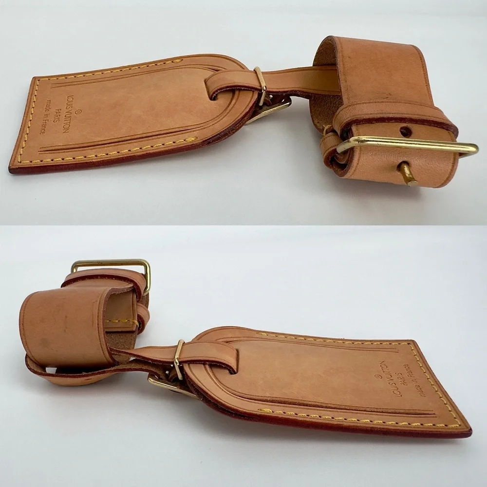 ✨Authentic LOUIS VUITTON Vachetta Leather Luggage Tag With Looping Strap Holder - Picture 9 of 16